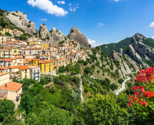Luftaufnahme von Castelmezzano Basilikata Italien