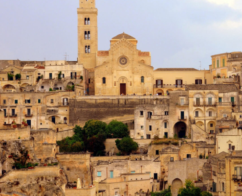 Blick über die Altstadt von Matera in Italien in der Region Basalika / Süditalien