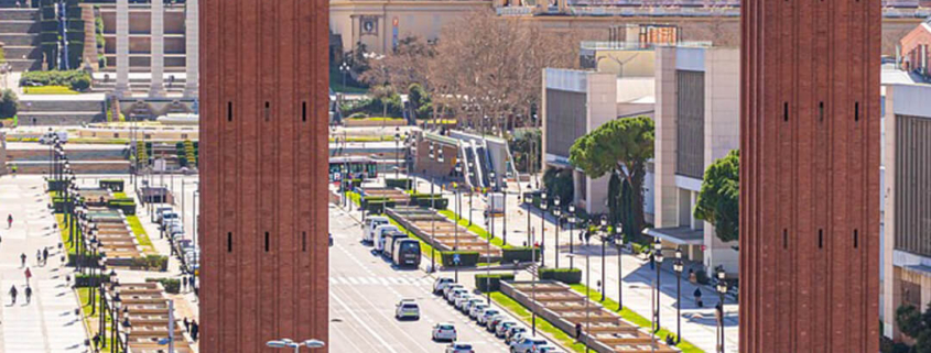 Blick auf den Plaza de Espana und Nationalmuseum in Barcelona Spanien