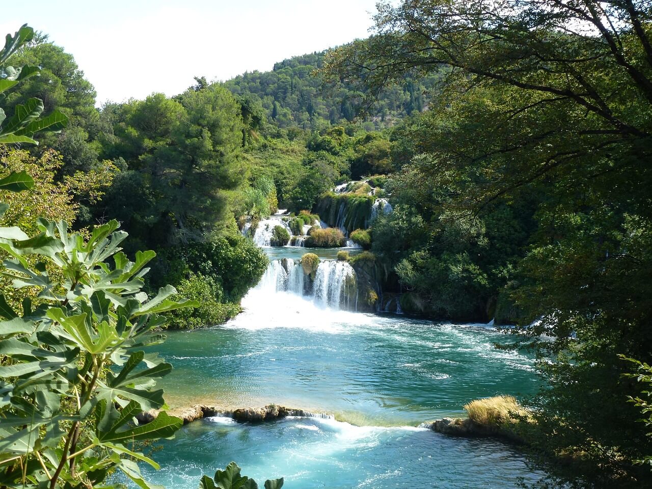 Blick auf die Krka Wasserfälle in Dalmatien in Kroatien