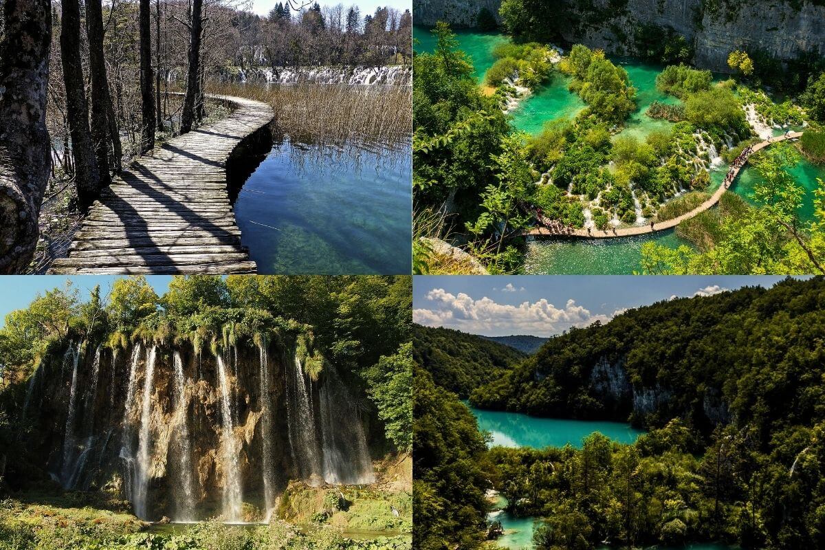 Verschiedene Ansichten vom Nationalpark Plitvicer Seen in Kroatien 